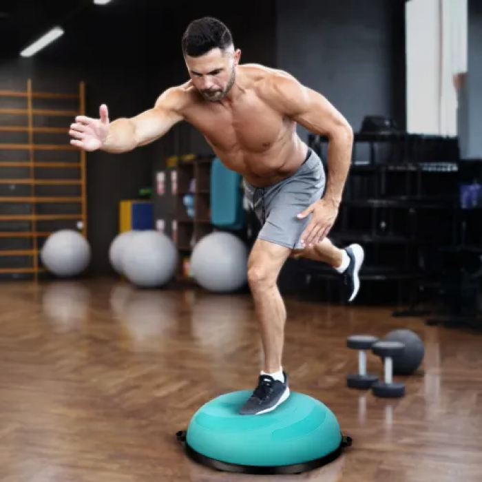 Балансувальна напівсфера Gymtek Flex Core Half Ball 58см з еспандерами + блакитний насос