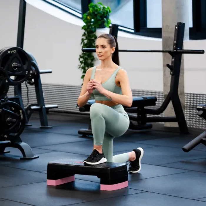 Степ-платформа Gymtek 3-х рівнева чорно-рожева