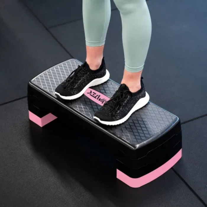 Степ-платформа Gymtek 3-х рівнева чорно-рожева