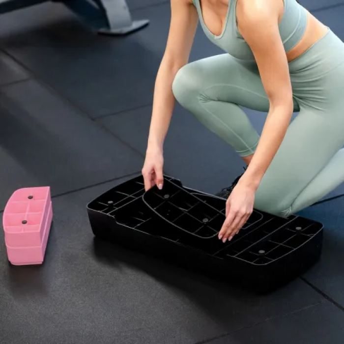 Степ-платформа Gymtek 3-х рівнева чорно-рожева