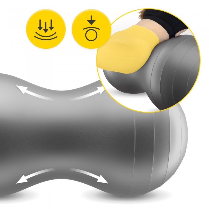 М'яч для фітнесу (арахіс) 4FIZJO Air Ball Peanut 45 x 90 см Anti-Burst Grey (P-5905973407175)