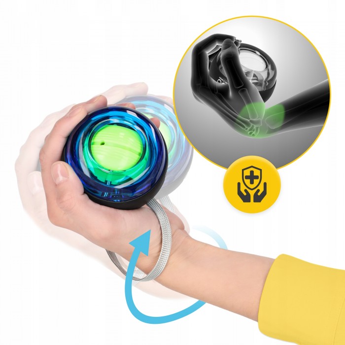 Тренажер для кисті та зап'ястя 4FIZJO Power Ball гіроскопічний Blue/Yellow (P-5905973402224)