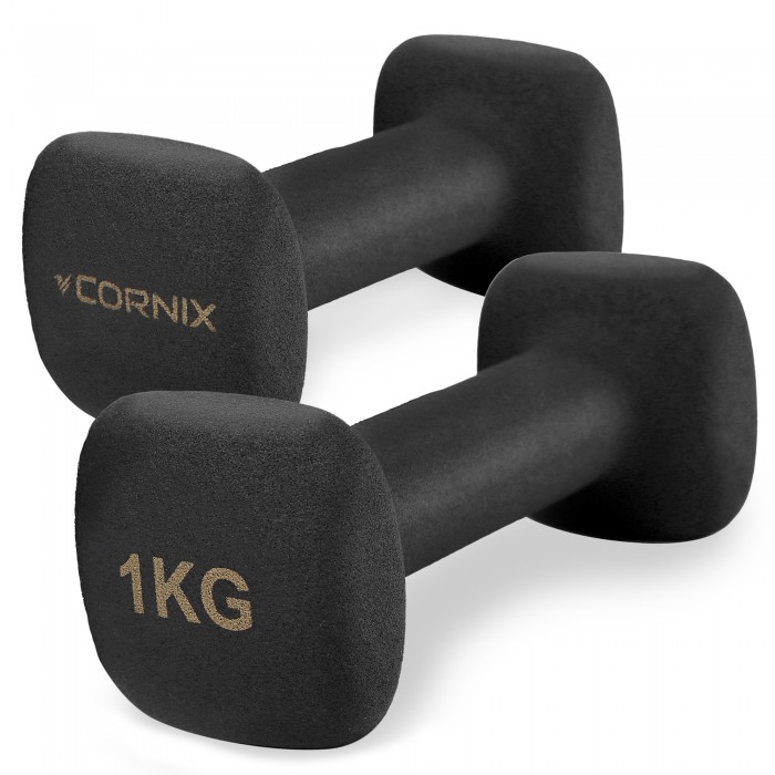 Гантели для фитнеса виниловые Cornix Square 2 x 1 кг XR-0406 Black