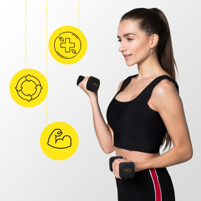 Гантели для фитнеса виниловые Cornix Square 2 x 1 кг XR-0406 Black