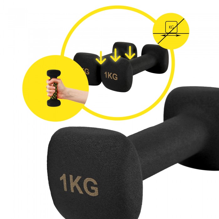 Гантели для фитнеса виниловые Cornix Square 2 x 1 кг XR-0406 Black