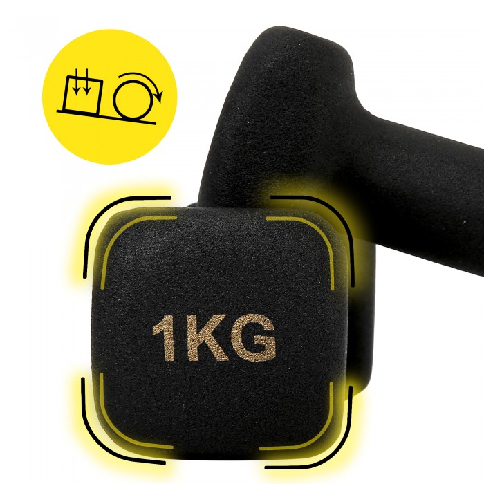 Гантели для фитнеса виниловые Cornix Square 2 x 1 кг XR-0406 Black