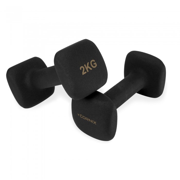 Гантели для фитнеса виниловые Cornix Square 2 x 2 кг XR-0407 Black