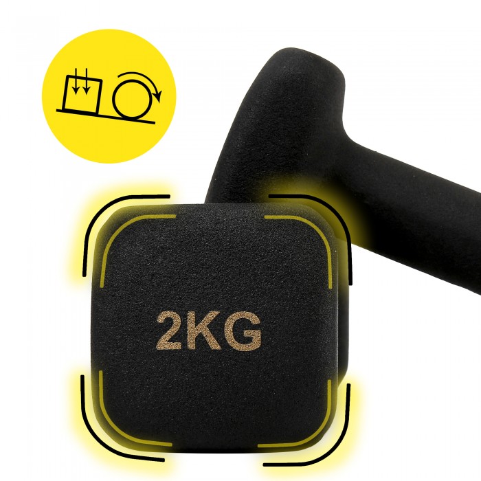 Гантели для фитнеса виниловые Cornix Square 2 x 2 кг XR-0407 Black