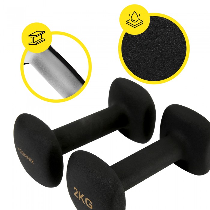 Гантели для фитнеса виниловые Cornix Square 2 x 2 кг XR-0407 Black