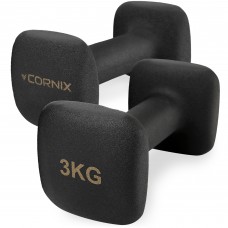 Гантели для фитнеса виниловые Cornix Square 2 x 3 кг XR-0408 Black