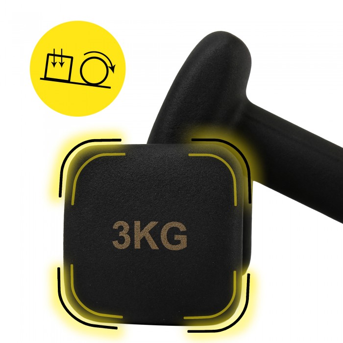 Гантелі для фітнесу вінілові Cornix Square 2 x 3 кг XR-0408 Black