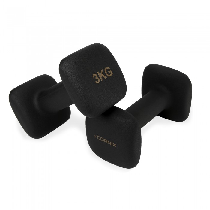 Гантелі для фітнесу вінілові Cornix Square 2 x 3 кг XR-0408 Black