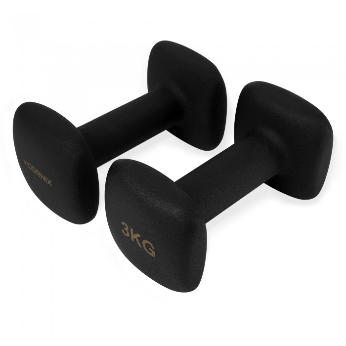 Гантелі для фітнесу вінілові Cornix Square 2 x 3 кг XR-0408 Black