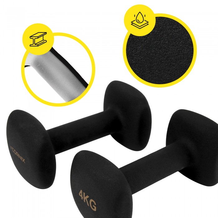 Гантелі для фітнесу вінілові Cornix Square 2 x 4 кг XR-0409 Black
