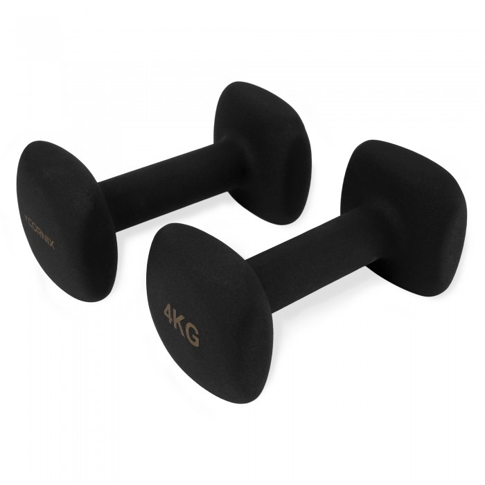 Гантелі для фітнесу вінілові Cornix Square 2 x 4 кг XR-0409 Black