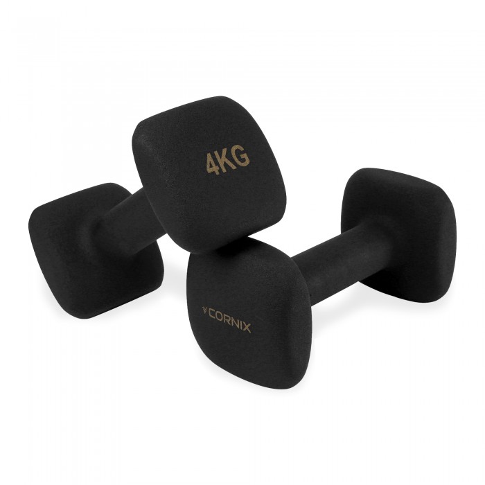 Гантелі для фітнесу вінілові Cornix Square 2 x 4 кг XR-0409 Black