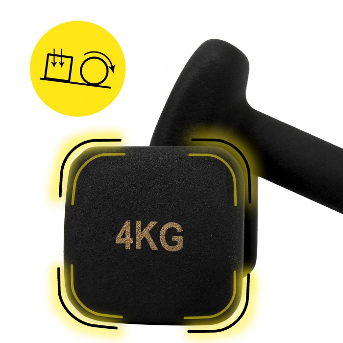 Гантелі для фітнесу вінілові Cornix Square 2 x 4 кг XR-0409 Black