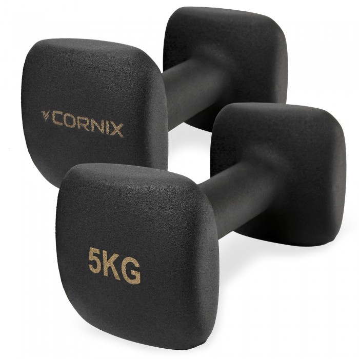 Гантели для фитнеса виниловые Cornix Square 2 x 5 кг XR-0410 Black