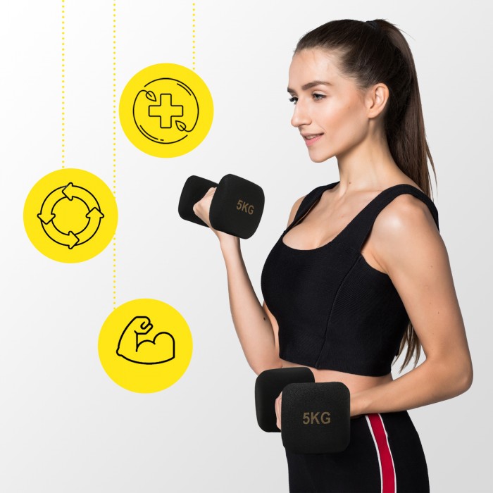 Гантели для фитнеса виниловые Cornix Square 2 x 5 кг XR-0410 Black