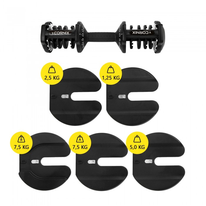 Гантель с регулируемым весом Cornix 2.5-24 кг XR-0405 Black