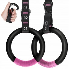 Гимнастические кольца 4FIZJO из ABS пластика, регулируемые Black/Pink (P-5905973406116)