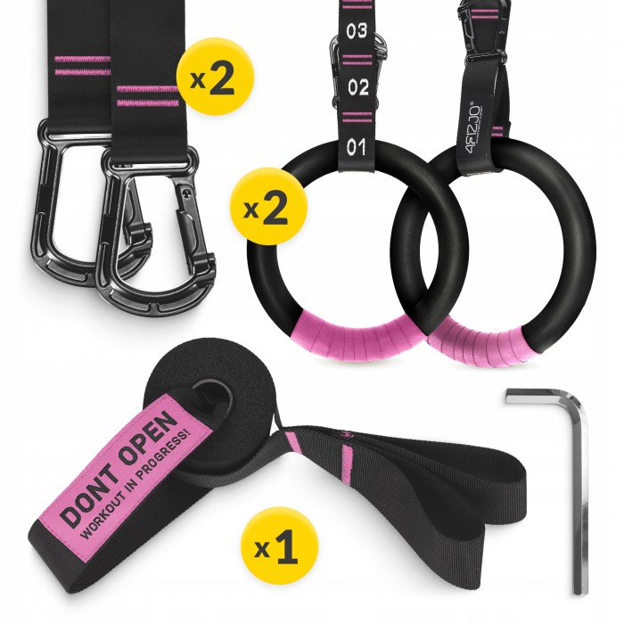 Гімнастичні кільця 4FIZJO з ABS пластику, регульовані Black/Pink (P-5905973406116)