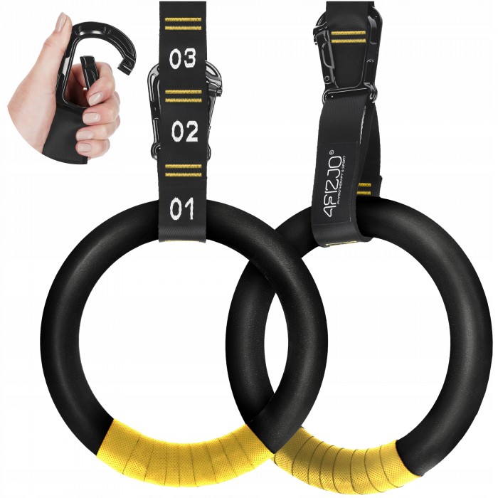 Гимнастические кольца 4FIZJO из ABS пластика, регулируемые Black/Yellow (P-5905973406109)