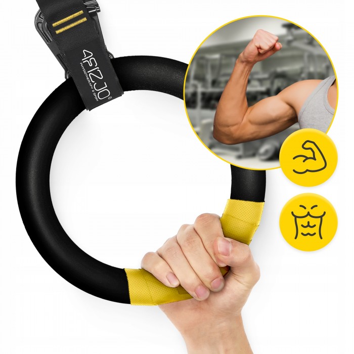 Гимнастические кольца 4FIZJO из ABS пластика, регулируемые Black/Yellow (P-5905973406109)