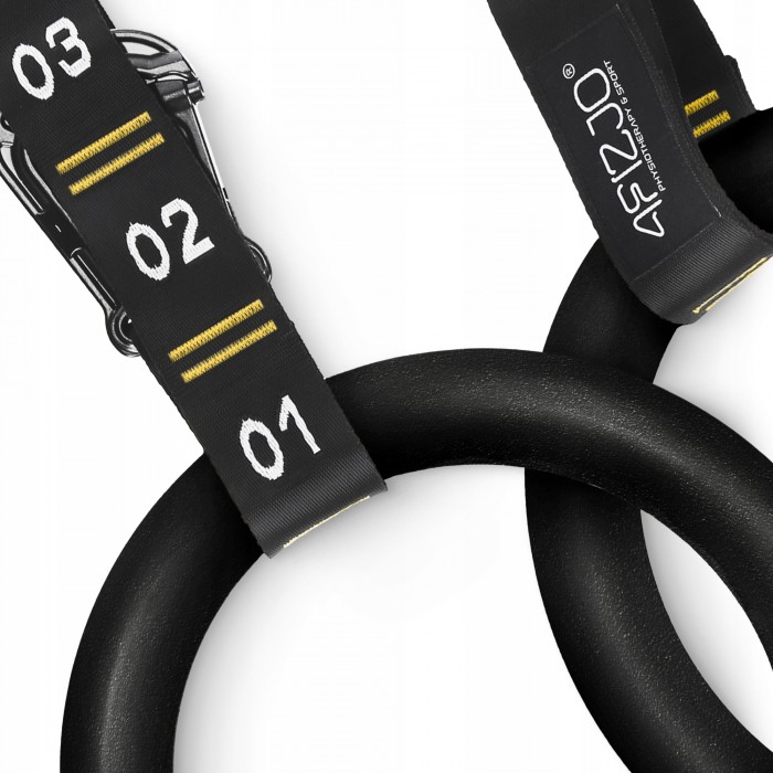 Гимнастические кольца 4FIZJO из ABS пластика, регулируемые Black/Yellow (P-5905973406109)