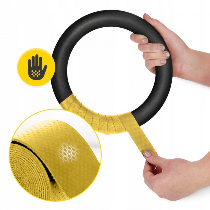 Гимнастические кольца 4FIZJO из ABS пластика, регулируемые Black/Yellow (P-5905973406109)