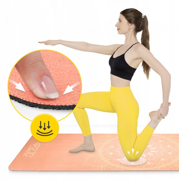 Килимок (мат) спортивний 4FIZJO замша 183 x 61 x 0.15 см для йоги та фітнесу Orange (P-5905973404402)