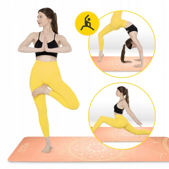 Килимок (мат) спортивний 4FIZJO замша 183 x 61 x 0.15 см для йоги та фітнесу Orange (P-5905973404402)
