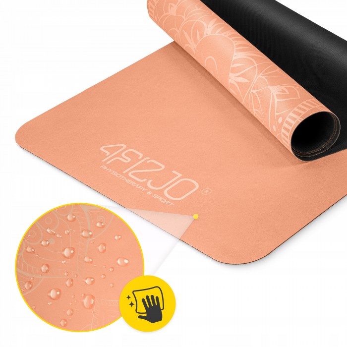 Килимок (мат) спортивний 4FIZJO замша 183 x 61 x 0.15 см для йоги та фітнесу Orange (P-5905973404402)