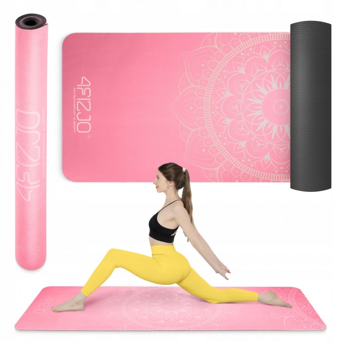 Килимок (мат) спортивний 4FIZJO замша 183 x 61 x 0.15 см для йоги та фітнесу Pink (P-5905973404419)