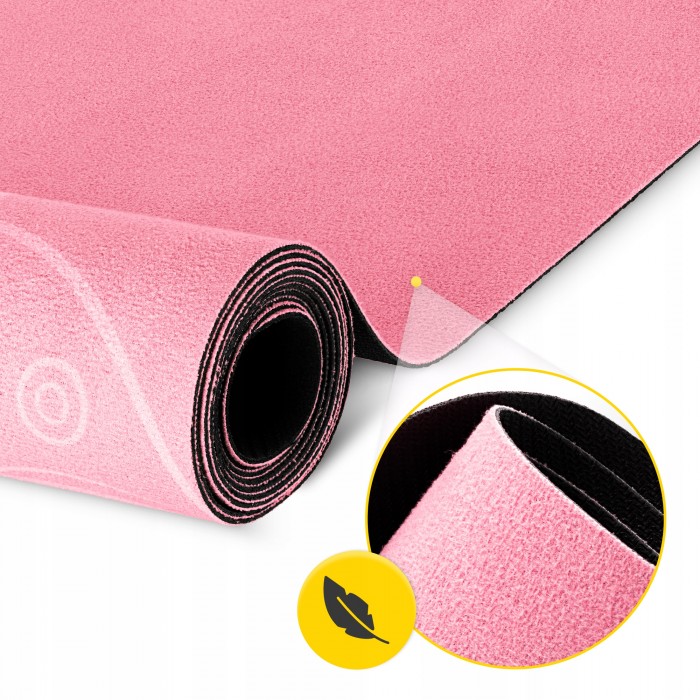 Килимок (мат) спортивний 4FIZJO замша 183 x 61 x 0.15 см для йоги та фітнесу Pink (P-5905973404419)