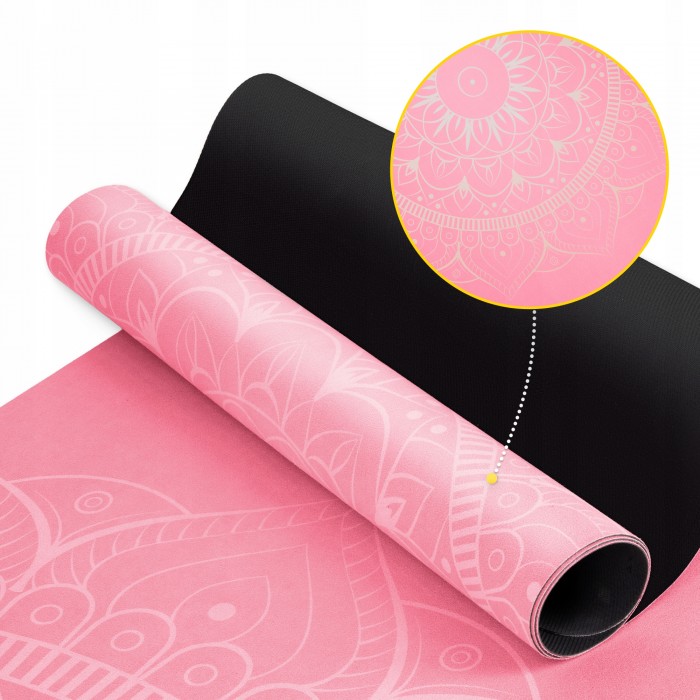 Килимок (мат) спортивний 4FIZJO замша 183 x 61 x 0.15 см для йоги та фітнесу Pink (P-5905973404419)