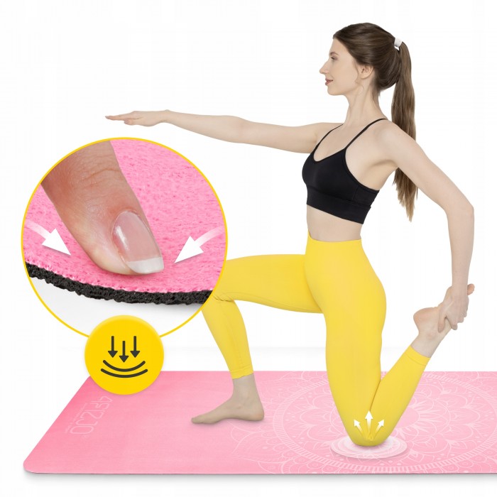 Килимок (мат) спортивний 4FIZJO замша 183 x 61 x 0.15 см для йоги та фітнесу Pink (P-5905973404419)