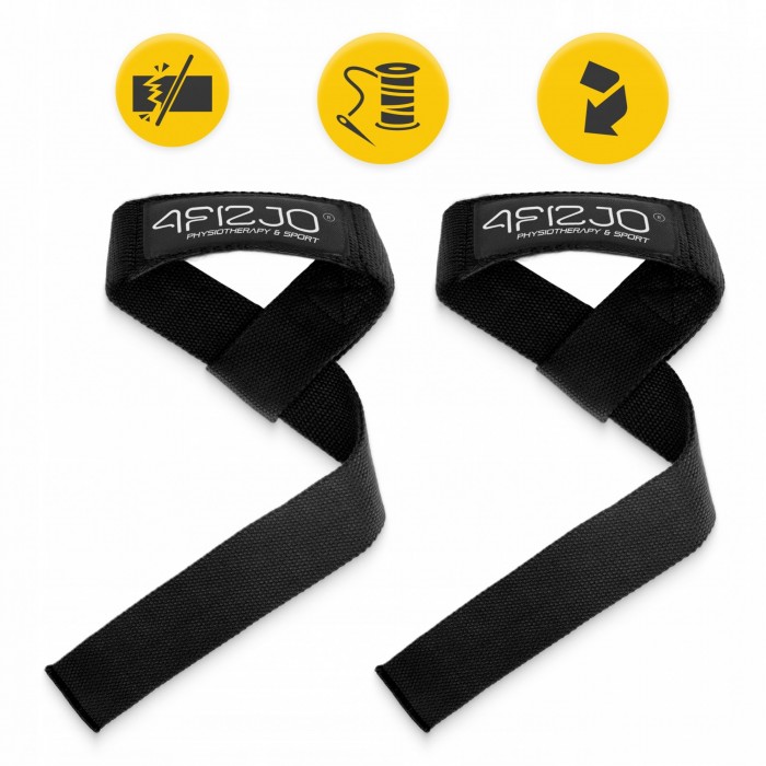 Лямки для становой тяги 4FIZJO Deadlift Straps Black (P-5905973402279)
