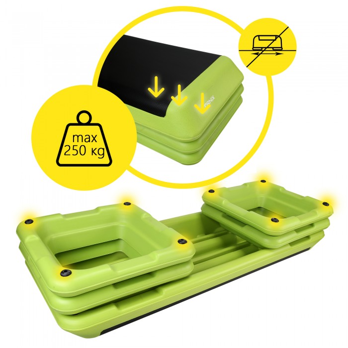 Степ-платформа 3-ступінчаста Cornix Pro 109 х 41 х 10-20 см XR-0401 Green/Black