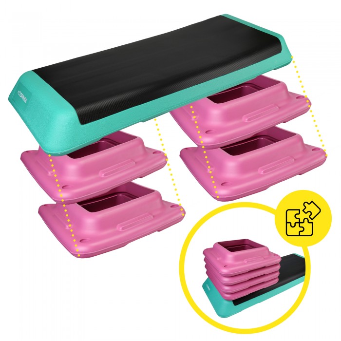 Степ-платформа 3-ступінчаста Cornix Pro 109 х 41 х 10-20 см XR-0402 Violet/Turquoise/Black