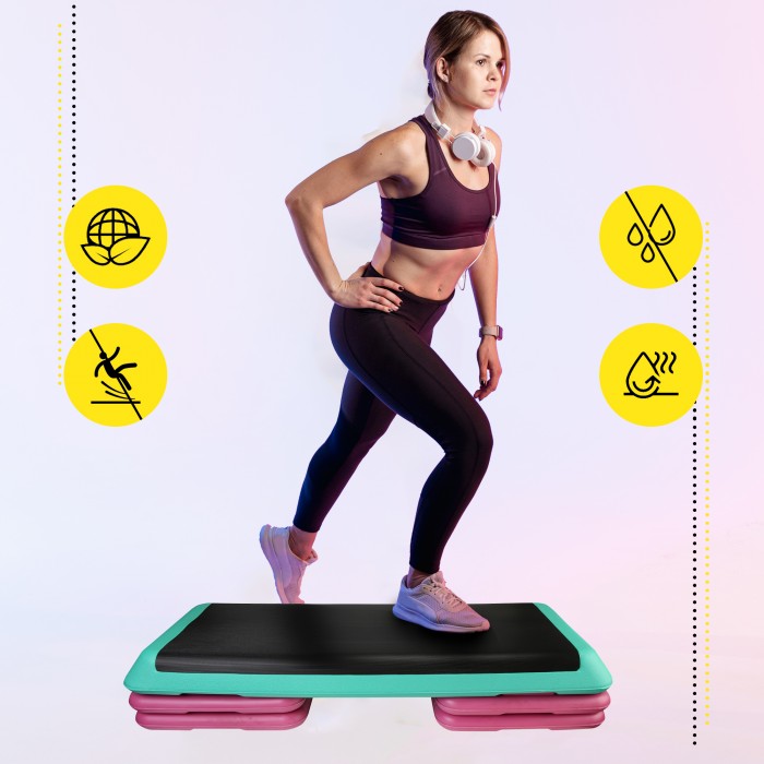 Степ-платформа 3-ступінчаста Cornix Pro 109 х 41 х 10-20 см XR-0402 Violet/Turquoise/Black