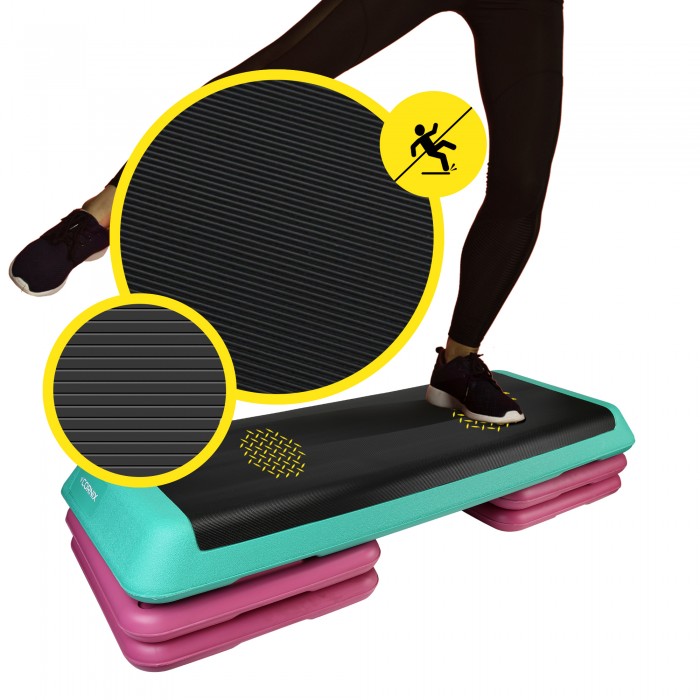 Степ-платформа 3-ступінчаста Cornix Pro 109 х 41 х 10-20 см XR-0402 Violet/Turquoise/Black