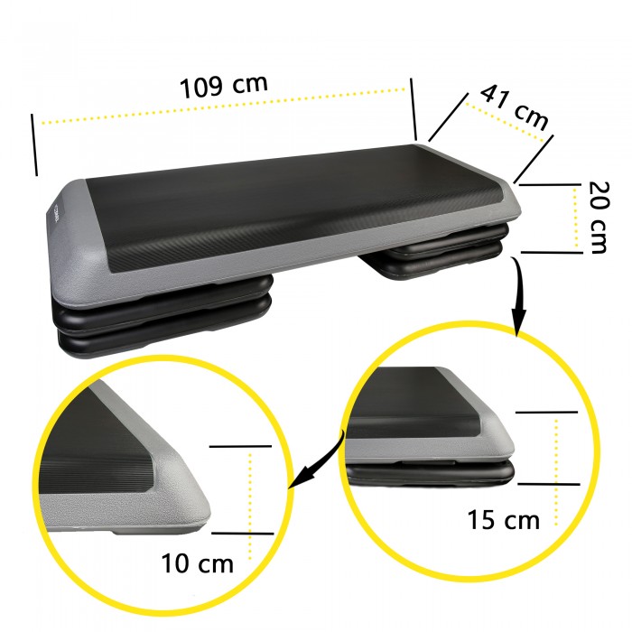 Степ-платформа 3-ступінчаста Cornix Pro 109 х 41 х 10-20 см XR-0403 Black/Grey