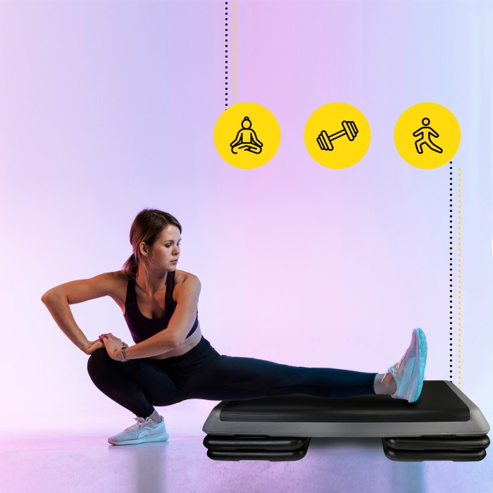 Степ-платформа 3-ступінчаста Cornix Pro 109 х 41 х 10-20 см XR-0403 Black/Grey