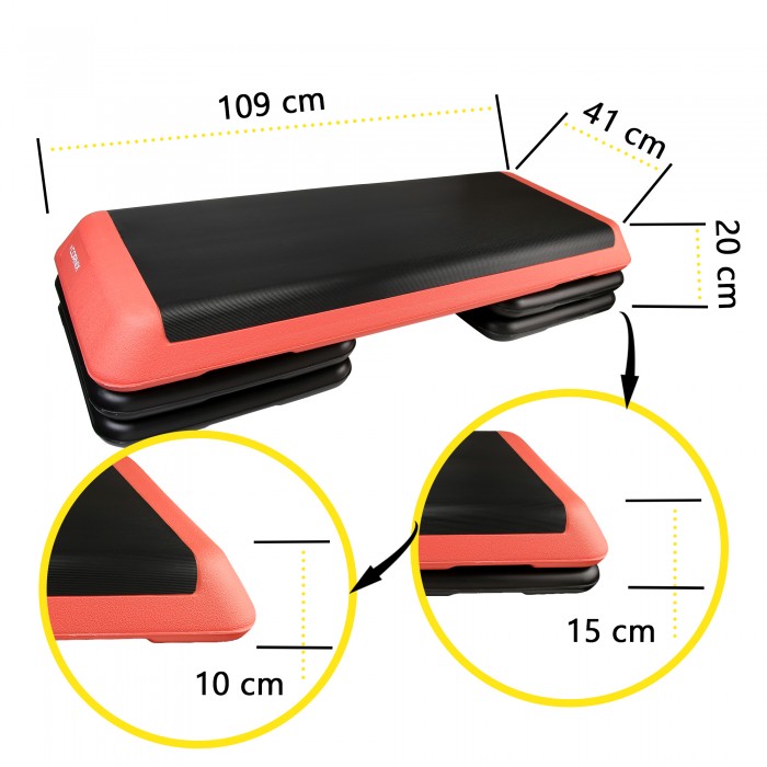 Степ-платформа 3-ступінчаста Cornix Pro 109 х 41 х 10-20 см XR-0404 Black/Red