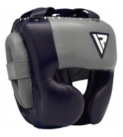 Боксерский шлем RDX Leather Pro Blue M