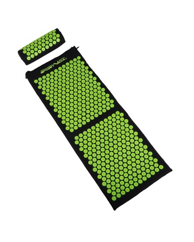 Аплікатор Кузнєцова / Масажний килимок акупунктурний з валиком SportVida 130 x 50 см SV-HK0353 Black / Green