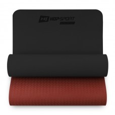 Килимок для йоги та фітнесу TPE 0,6 см Hop-Sport HS-T006GM Чорно-червоний
