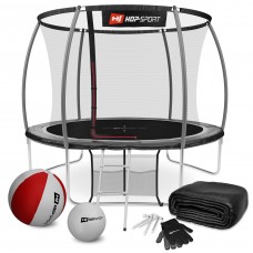 Батут детский Hop-Sport Premium 10ft (305cm) черно-серый с внутренней сеткой