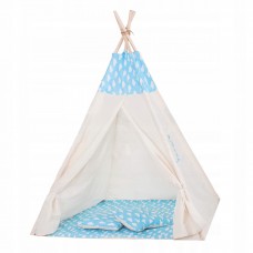 Дитяча палатка (вігвам) Springos Tipi XXL TIP05 White / Sky Blue